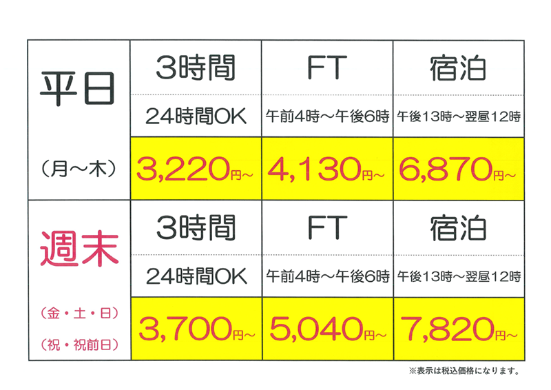 大分ラブホテル ホテルアルファS(アルファエス) 料金